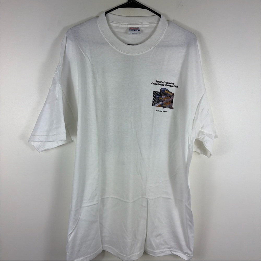 Vintage 2002 Good year Tshirt Spirirt Of America Blimp Tires White Adult XL